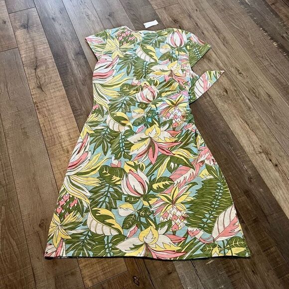 Talbots TIE DETAIL KNIT SHIFT DRESS -
TROPICAL PARADISE Print Sz Large P - Picture 2 of 7